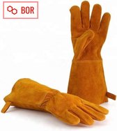 BBQ & Oven Handschoenen - Kachelhandschoenen - Kachel - Duurzaam - Cognac - Gevoerd - Hittebestendig - Extra groot - Stoer - Duurzaam Leer - Millieubewust - Ovenwanten - BBQ handsc
