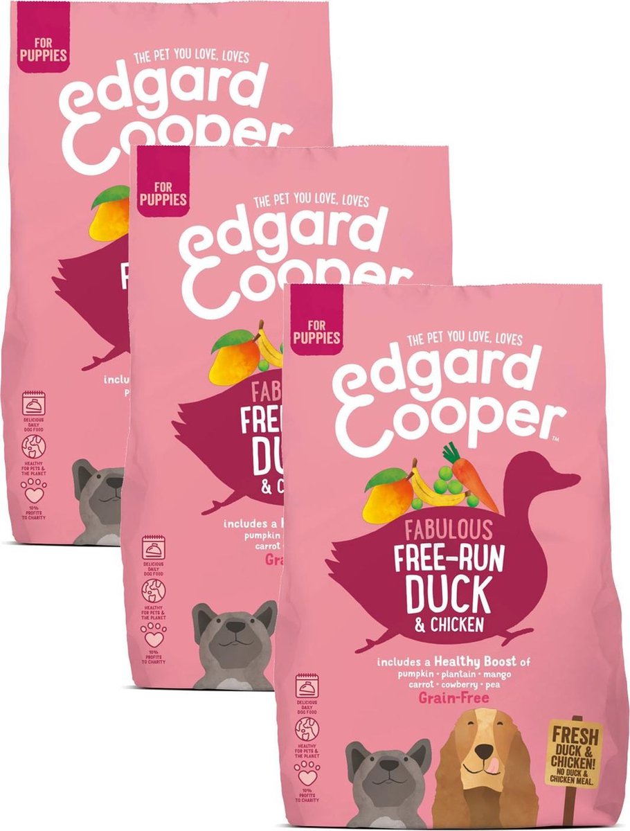 Edgard & Cooper Verse Scharreleend & kip Brok - Voor puppy’s - Hondenvoer