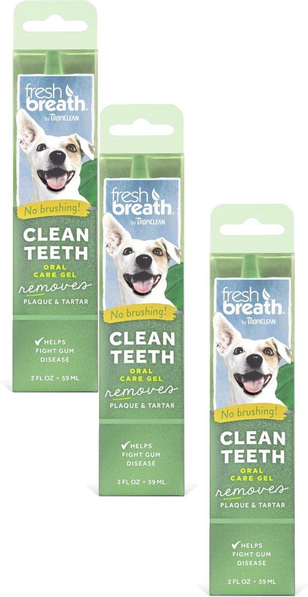 Tropiclean Fresh Breath Clean Teeth Oral Care Gel - Gebitsverzorging - 3 x Mint 59 ml Gel