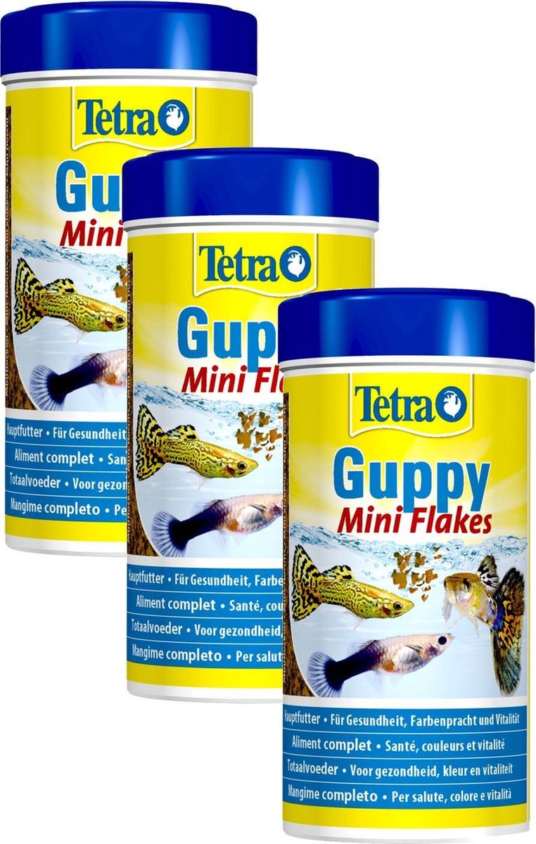 Tetra Guppy Visvoer Vlokken - Vissenvoer - 3 x 250 ml
