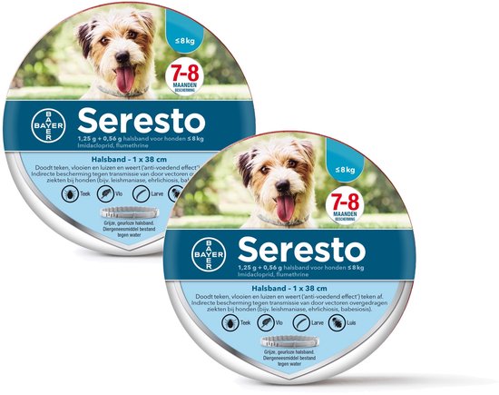 Seresto Teken- En Vlooienband Small - Anti tekenmiddel - 2 x per stuk Tot 8 Kg