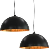 Plafondlampen 2 stuks zwart en goud halfbolvormig 50 cm E27