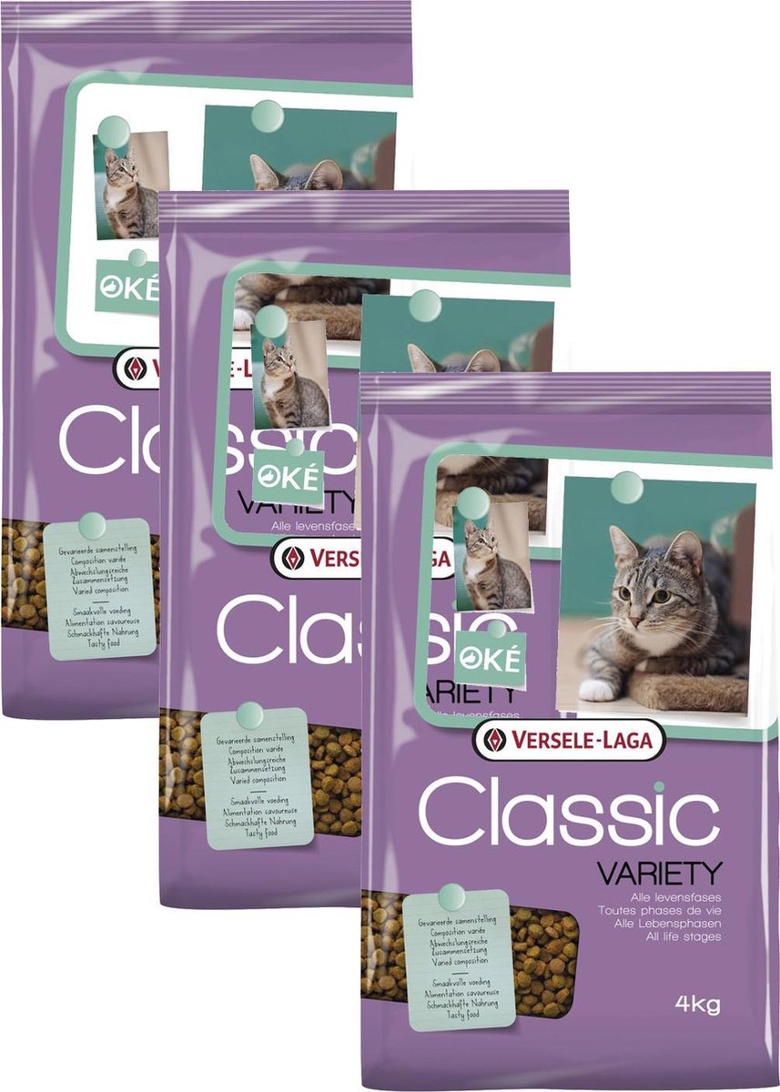 Versele-Laga Versele-Laga Classic Variety Kat 4-Mix - Kattenvoer - 3 x 4 kg