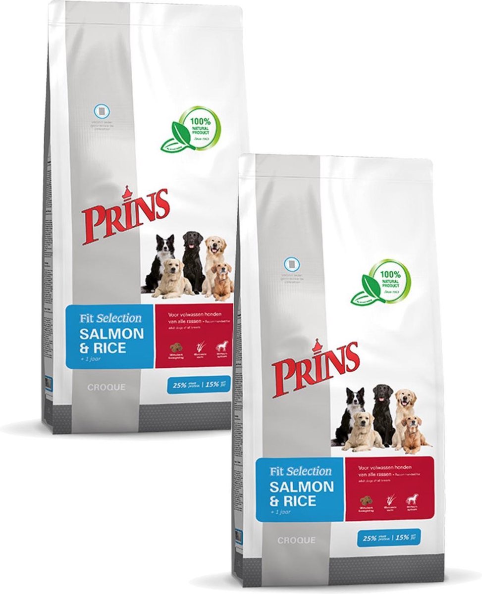 Prins Prins Fit-Selection Zalm&Rijst - Hondenvoer - 2 x 15 kg