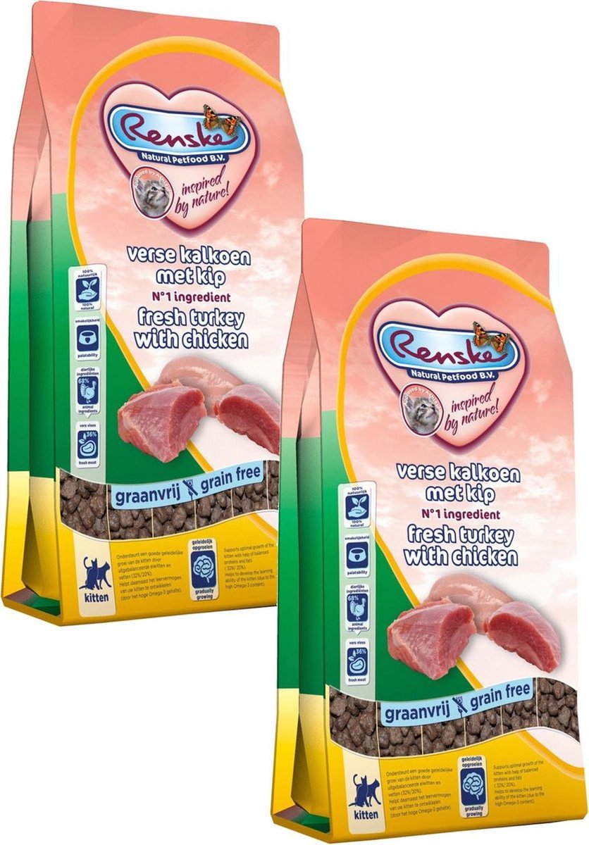 Renske Renske Kitten Verse Kalkoen&Kip - Kattenvoer - 2 x 6 kg