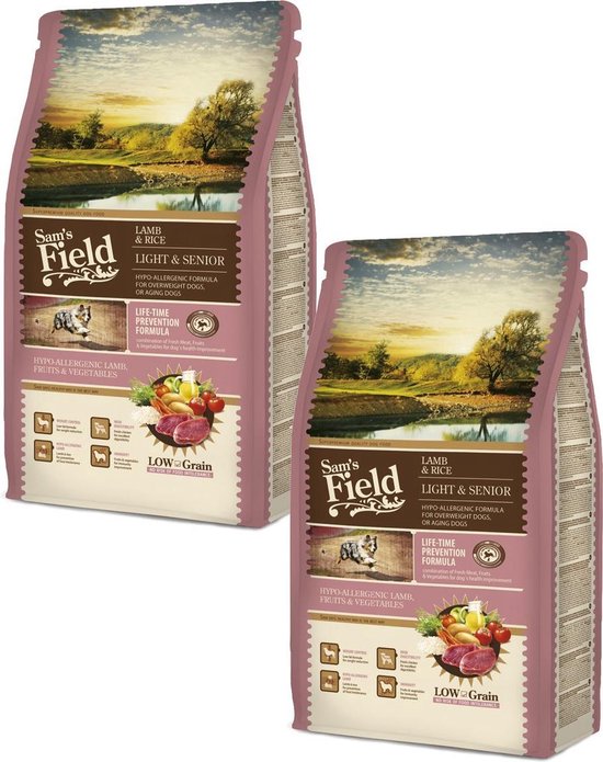 Sam's Field Light & Senior Lam&Rijst - Hondenvoer - 2 x 2.5 kg