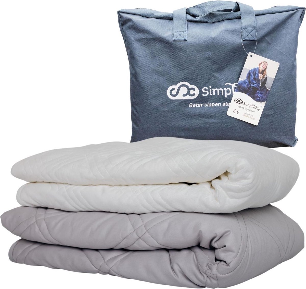 Verzwaringsdeken Set 4,5 KG Weighted Blanket Beter Slapen – Wasbare Warme Hoes – 200 x 140 – Wit