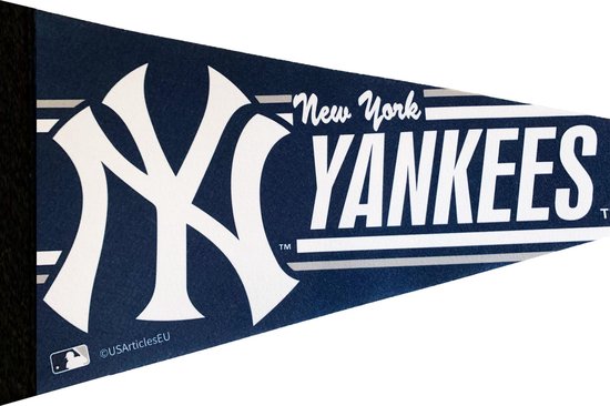 USArticlesEU - Honkbal - MLB - Vaantje - New York Yankees - Baseball - Pennant - Blauw - 31 x 72 cm - USArticlesEU