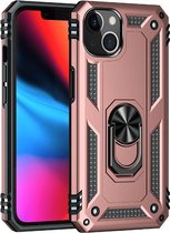 iParadise iPhone 13 Pro Max hoesje Kickstand Ring shock proof case rose met zwarte randen armor magneet