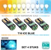 4x T10 Led Lamp Ice Blue (Set 4 stuks) 8000K Canbus 5W5 | W5W | IJs Blauw | Led Signal Light | 12V | 168 | 194 | 2x | Stadslicht | Kentekenplaat Verlichting | 4014 15SMD | Autolamp | 8000 | Kelvin | Autolampen | Car licht | Lampen |