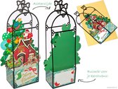 Popcards popupkaarten - ZIE FILM Kerstkaart Lantaarn Kersthuis Kerstman met Arrenslee Cadeautjes Kerstboom Sneeuw pop-up kaart 3D wenskaart