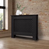 Radiatorpaneel 78x19x82 cm ruit zwart gemaakt van MDF