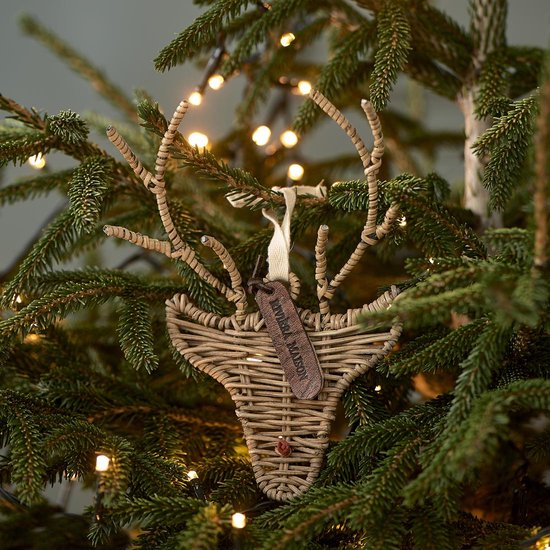 Maison Kerst Ornament - Rustic Rattan Rudolph Ornament - Naturel | bol.com