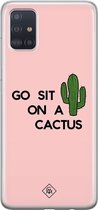 Samsung A51 hoesje siliconen - Go sit on a cactus | Samsung Galaxy A51 case | Roze | TPU backcover transparant