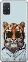 Samsung A71 hoesje siliconen - Tijger wild | Samsung Galaxy A71 case | blauw | TPU backcover transparant
