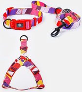 Leashr Hondenriem - Leiband - Halsband - Harnas - Set - Tuigje - Hondentuig - Hond - Kwaliteit - Kleurrijk - S - <10KG