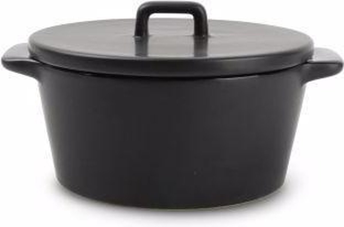 BonBistro Ovenschaal 15/10xH5,5cm met deksel zwart Ardo