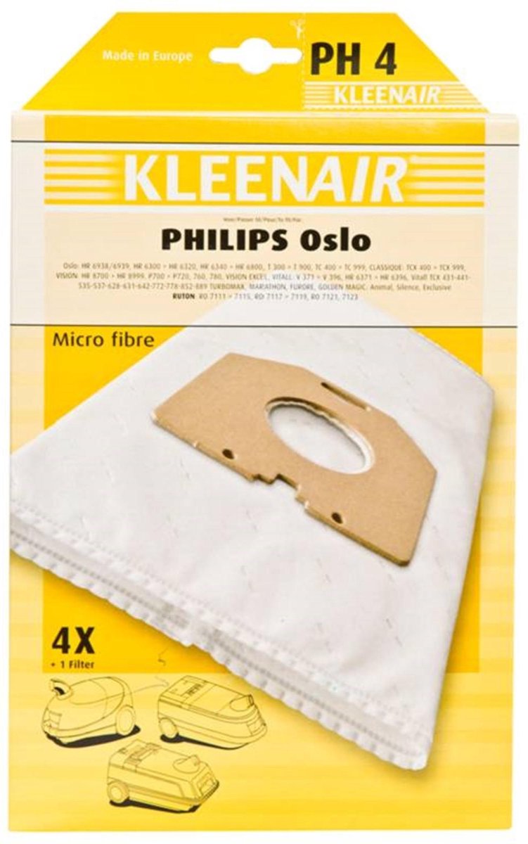 Kleenair Stofzuigerzakken - Philips Oslo - PH4 - 20 stuks + 5 Filters