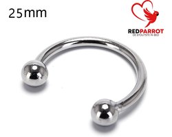 Eikelring RVS - 25MM – Met Kogeluiteinden – Intiem Accessoire – Staal