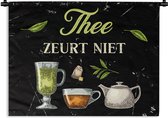 Wandkleed - Wanddoek - Thee - Glazen - Theepot - 120x90 cm - Wandtapijt - Cadeau voor vrouw