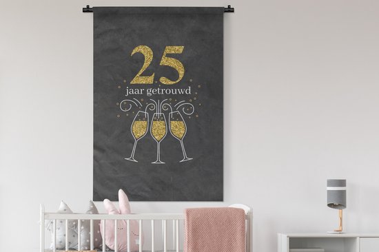 Tapisserie - Tissu mural - 25 ans mariés - Mariage - Citations - Proverbes - 90x135 cm - Tapisserie