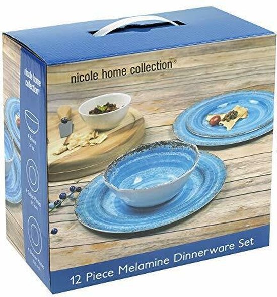 12 stks Melamine Servies Set voor 4, Outdoor Gebruik Diner Borden en Kommen Set voor Camping, Onbreekbaar, Turkoois 12 stks Melamine Servies Set voor 4, Outdoor Gebruik Diner Borden en Kommen Set voor Camping, Onbreekbaar, Turkoois