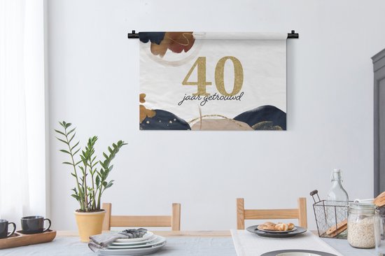 Tapisserie - Tissu mural - Anniversaire de mariage - Proverbes - 40 ans mariés - Citations - Mariage - 90x60 cm - Tapisserie