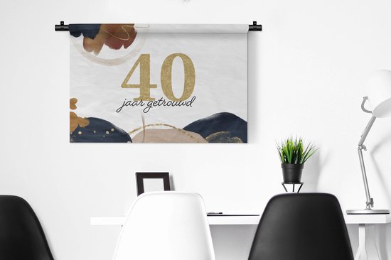 Tapisserie - Tissu mural - Anniversaire de mariage - Proverbes - 40 ans mariés - Citations - Mariage - 90x60 cm - Tapisserie