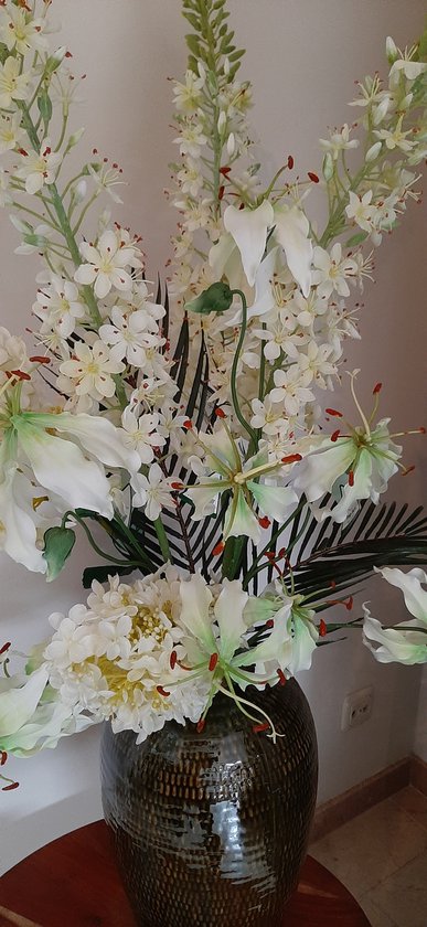Zijden boeket wit grote bloem 50*9cm