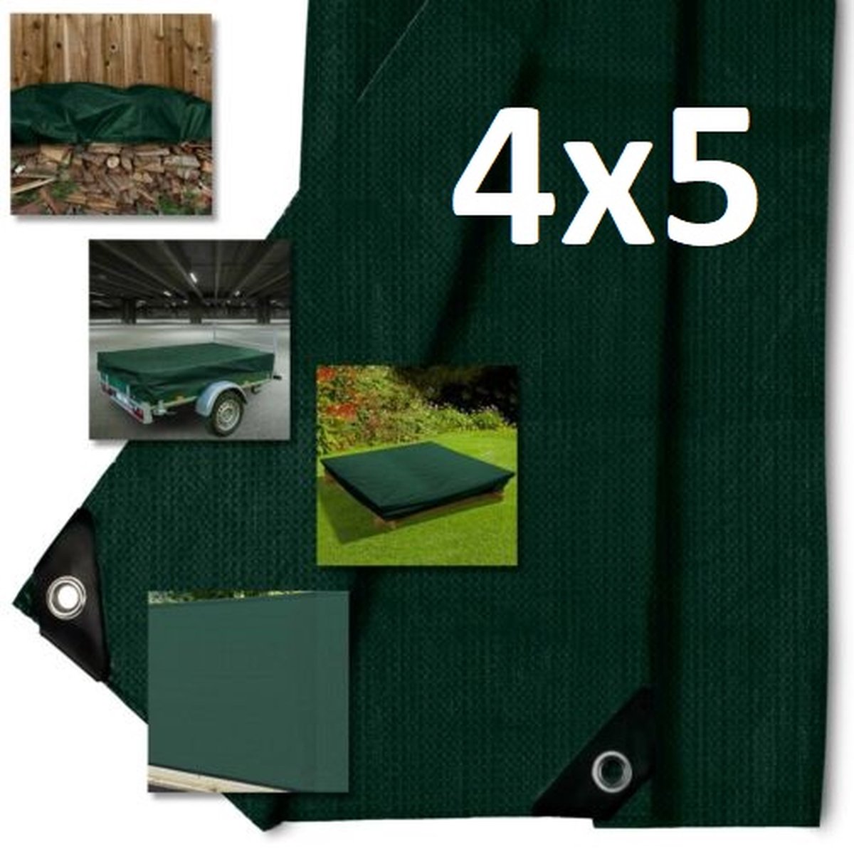 Heavy Duty Afdekzeil Beschermhoes Afdekhoes - Universele Zeildoek Cover Hoes - Regenhoes Afdekzeil - Dekzeil - Bouwzeil Zeil Doek - Voor Zwembad/Tuinmeubelen/Voertuig/Tuin/Fietsen/Zandbak/Aanhangwagen - 140g/m² - Extra Dik 20m2 - Groen 4x5 M — afbeelding 8
