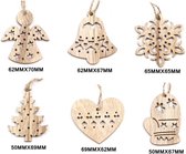Kersthangers div. set3 - Hout - Kerstboomversiering - Kerstdecoratie 7cm - set van 6 stuks divers