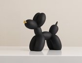 BaykaDecor - Unieke Beeld Ballon Hond - Jeff Koons Replica Balloon Dog - Grappige Kunst - Pop Art - Zwart met Gouden Neus - 23 cm