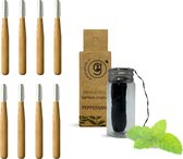 green-goose® Bamboe Ragers | 8 Stuks (ISO 4 - Medium) | Met Houtskool Flosdraad | Vegan | Duurzaam | Biologisch Afbreekbaar