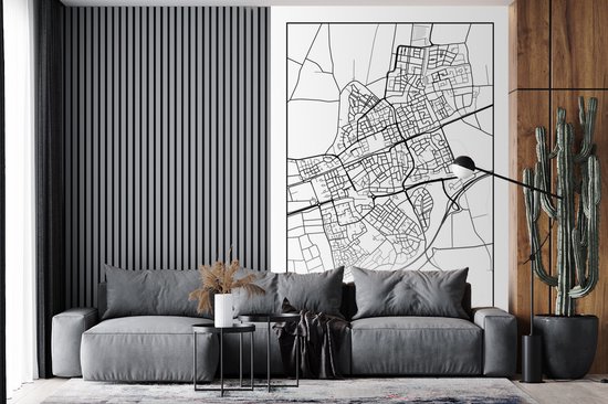 Papier Peint - Carte Papier peint photo - Etten-Leur - Zwart - Wit - Largeur 200 cm x Hauteur 300 cm