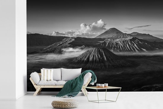 Papier peint - Papier peint Papier peint photo Indonésie - Volcan - Zwart - Wit - Largeur 600 cm x hauteur 400 cm
