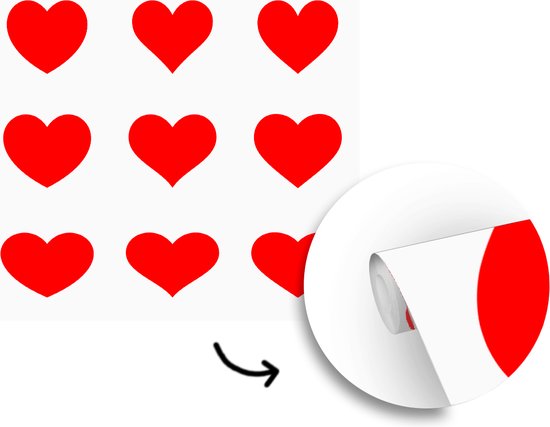 Papier peint photo peint vinyle - Une illustration avec neuf coeurs rouges largeur 260 cm x hauteur 260 cm - Tirage photo sur papier peint (disponible en 7 tailles)