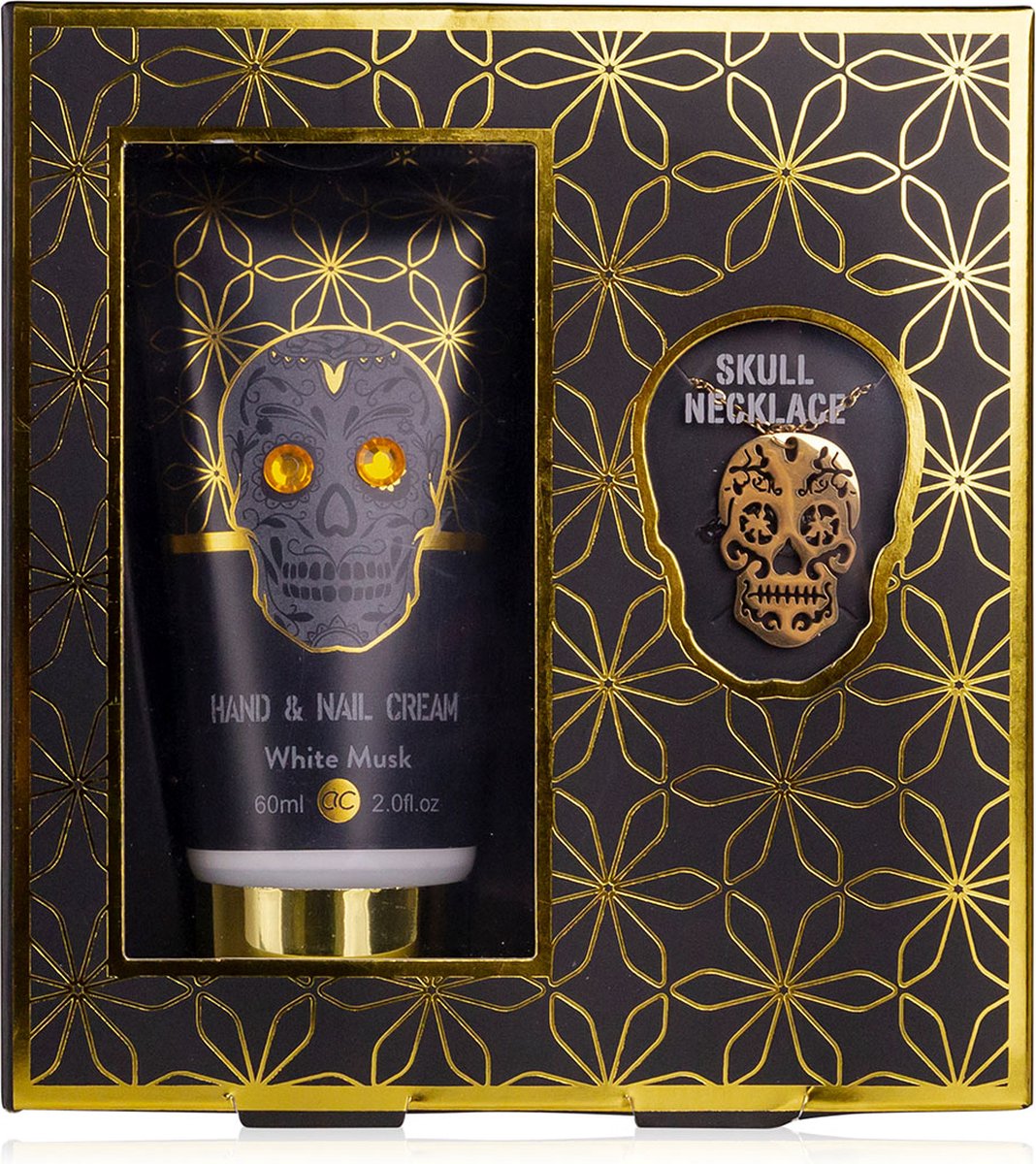 Goedkoopste Cadeauset vrouw - Cadeaupakket met gouden schedel ketting - Skull Chic - White Musk - Geschenk pakket voor haar, mama, vriendin, moeder - Grappig