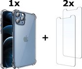 iPhone 13 Pro Max hoesje - iPhone 13 Pro Shockproof case - hoesje iPhone 13 Pro Max - Siliconen hoesje - Transparant + 2x screenprotector - tempered glass