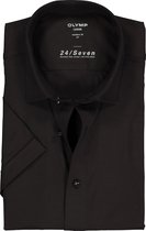 OLYMP Luxor 24/Seven modern fit overhemd - korte mouw - zwart tricot - Strijkvriendelijk - Boordmaat: 45