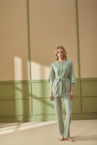 Pijadore - 3 Delige Pyjama Set Voor Dames, Lange Mouwen, Groen - XL