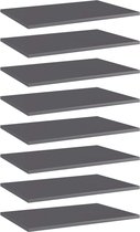 vidaXL Wandschappen 8 st 60x40x1,5 cm spaanplaat hoogglans grijs