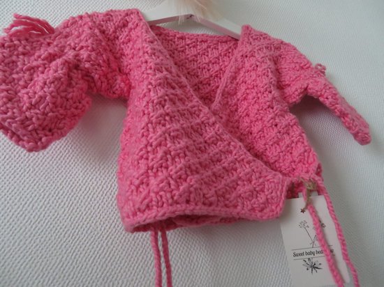 Baby vestje/overslag - winter - roze - maat 74 ( handgemaakt... | bol.com