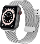 Zilver Bandje geschikt voor Apple Watch Series 1/2/3 38 mm & Series 4/5/6/SE 40 mm & Series 7 41 mm - Milanees Bandje voor Apple Watch 38 / 40 / 41 mm