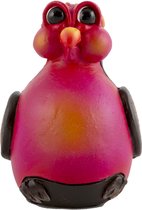 Crazy Clay Comix Cartoon - pinguin - vogel - beeld - Pipino - roze - uniek handgeschilderd - massief beeld