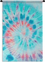 Wandkleed - Wanddoek - Zomer - Tie dye - Blauw - 90x135 cm - Wandtapijt