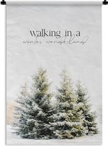 Wandkleed - Wanddoek - Kerstboom - Sneeuw - Winter - 90x135 cm - Wandtapijt