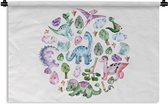 Wandkleed - Wanddoek - Kinderkamer - Cirkel - Dinosaurus - Jongens - Meisjes - Kinderen - 60x40 cm - Wandtapijt