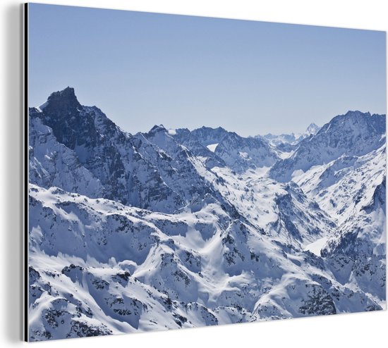 Montagnes enneigées en hiver Aluminium 60x40 cm - Tirage photo sur aluminium (décoration murale en métal)