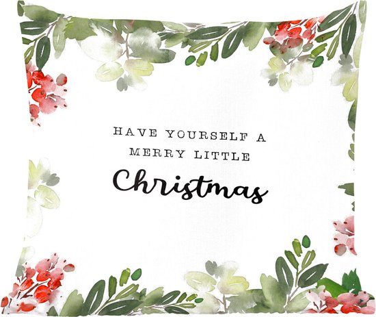 Sierkussens - Kussentjes Woonkamer - 60x60 cm - Kerst - Quote - Waterverf - Kerstversiering - Kerstdecoratie voor binnen - Woonkamer