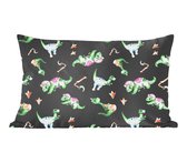 Coussins Coussins décoratifs - Oreillers Salon - 60x40 cm - Chambre d'enfant - Dinosaurus - Zwart - Garçons - Filles - Enfant